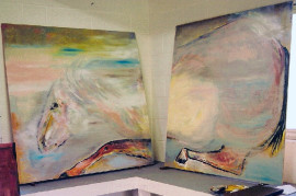 FIRST HORSE Diptych oil on plywood