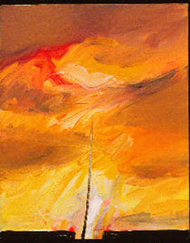KIVA SUNSET oil on paper 10 x 8 inches
