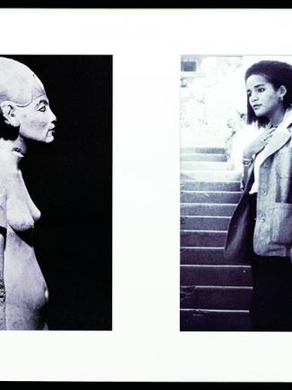 Lorraine O’Grady: Miscegenated Family Album (Sisters III), L: Nefertiti’s daughter, Maketaten; R: Devonia’s daughter, Kimberly, 1980/94, Cibachrome prints, 26 by 37 inches overall; at the Carpenter Center for the Visual Arts