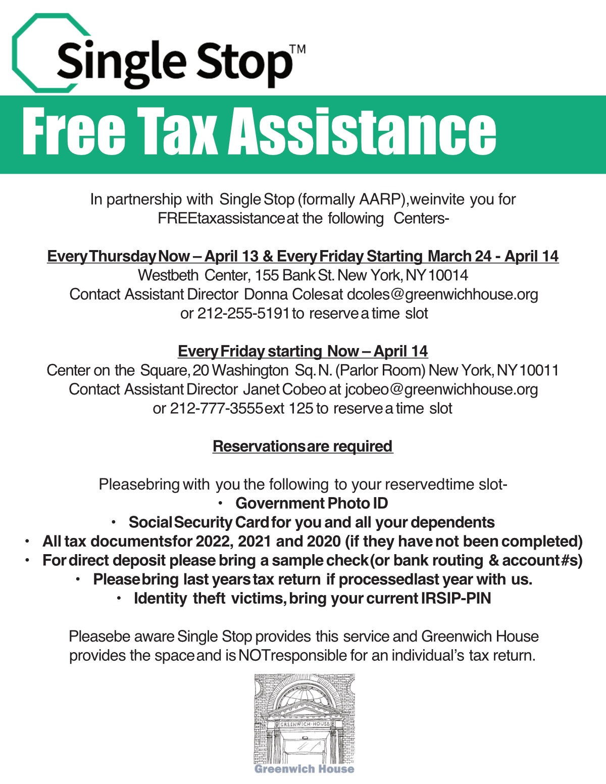 Free Tax Preparation at Westbeth OAC | Westbeth