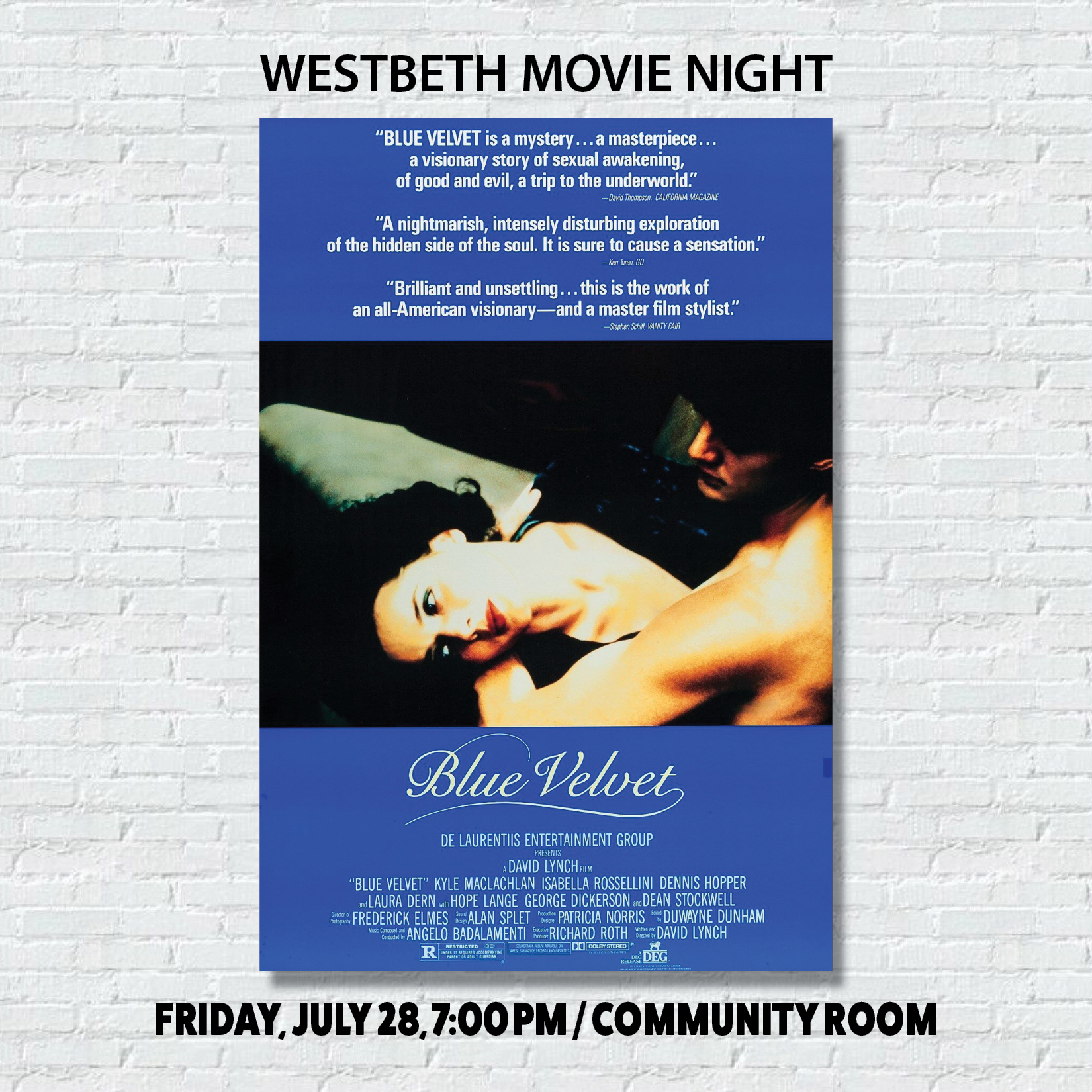 Westbeth Movie Night: Blue Velvet